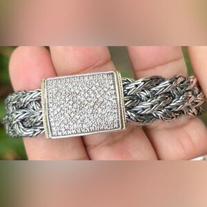 Effy sterling silver 18KT gold yellow 0.50 ctw diamond braided bracelet